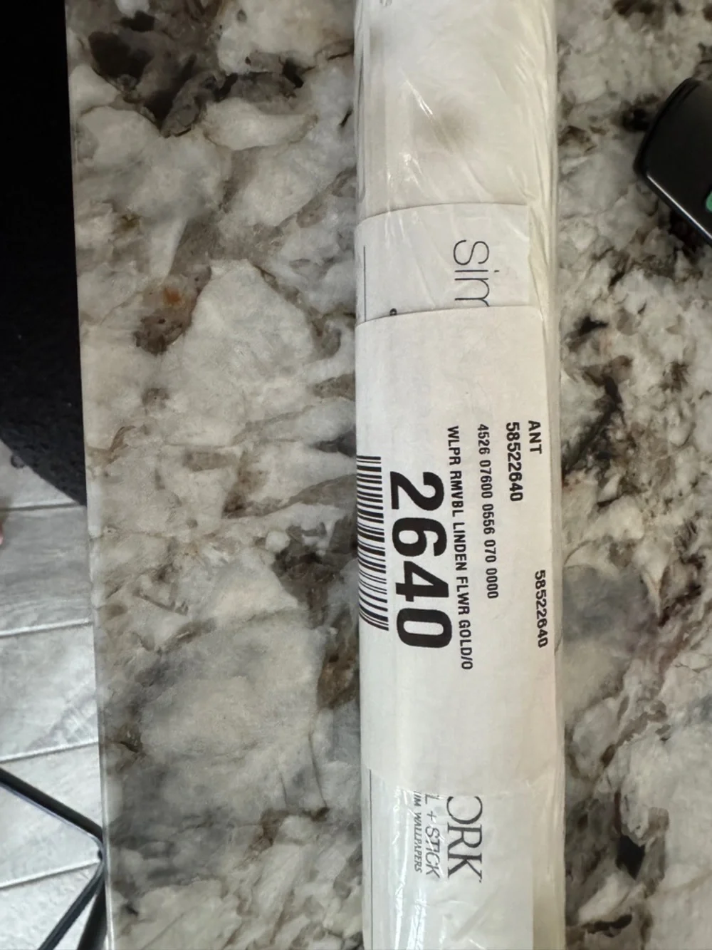 NEW Anthropologie Linden Floral Peel & Stick Wallpaper Roll, Gold, 20'L, 20.5